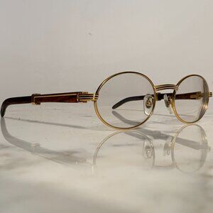 SOLD !Cartier Glasses Sunglasses Frames Giverny 22k Gold Bubinga Wood